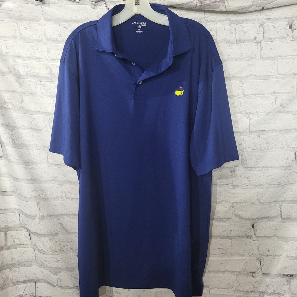 Masters Tech Deep Blue Polo Shirt with Yellow Logo